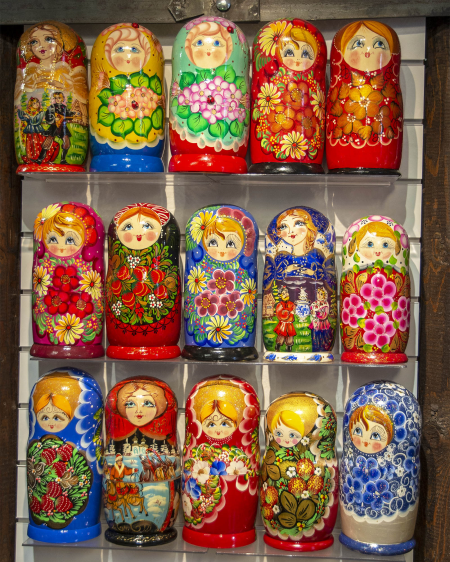 Matryushka Dolls in a shop in a St Peterburg (Russia) shop