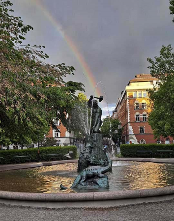 Stockholm, Thor Statue in small park